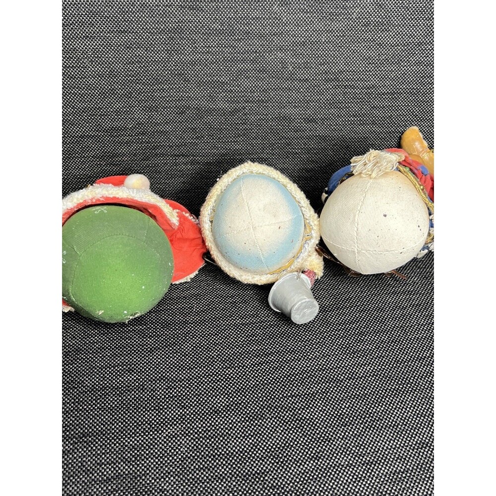 Roly Poly Christmas Ornaments Lot Of 3 Cloth Mache Snowman Santa Moose - Picture 6 of 8